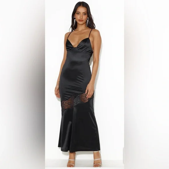 Hello Molly | Dresses | Hello Molly Formal Retreat Satin Maxi Dress Black S  | Poshmark